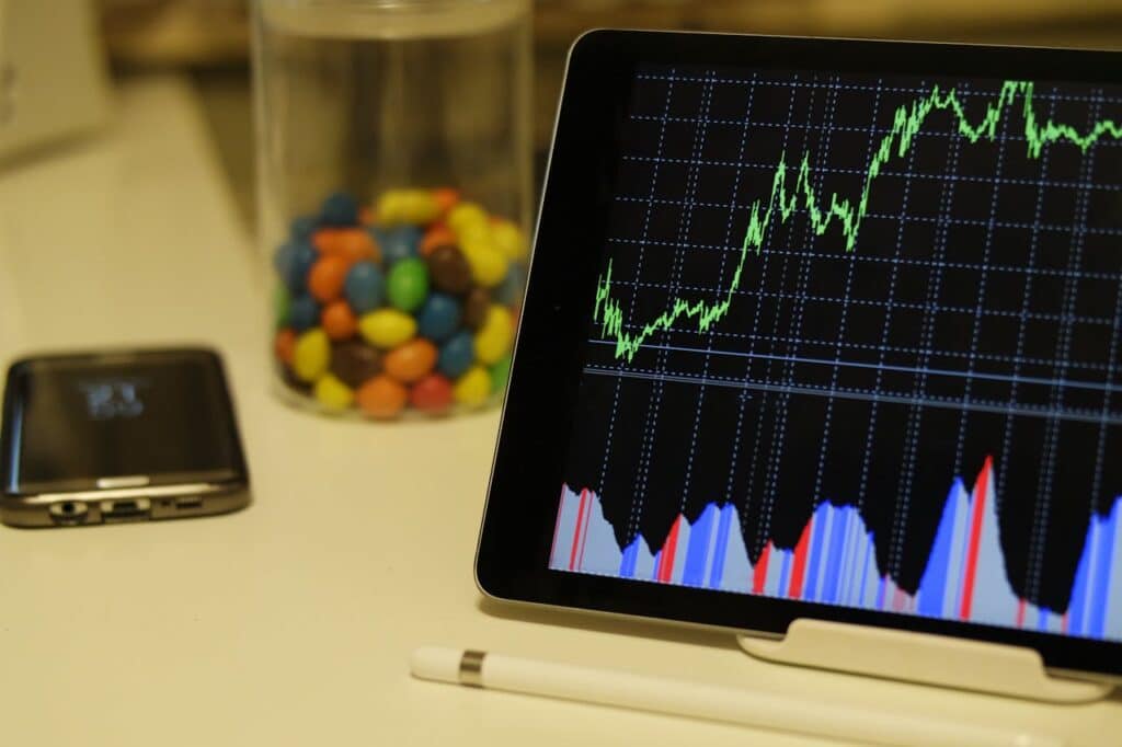 stock market on tablet