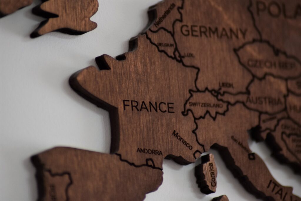 France Map Wooden Puzzle Engraved Country French Educational
