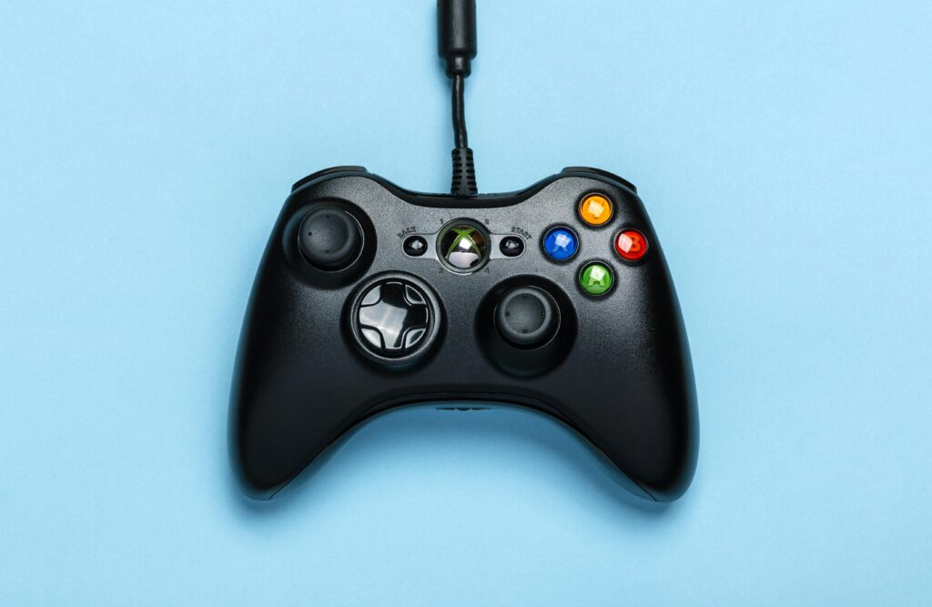 Game controller on blue background