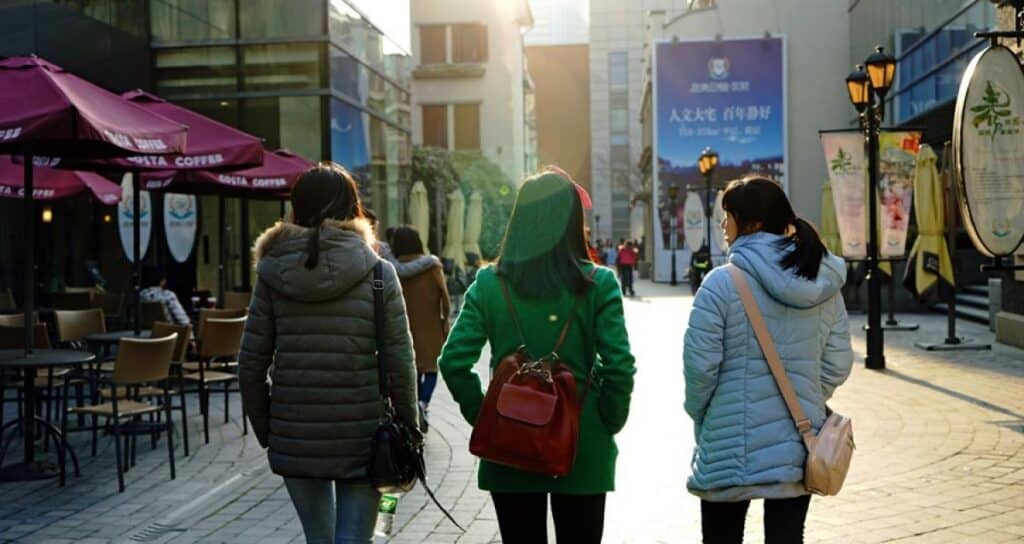 three tourists in china