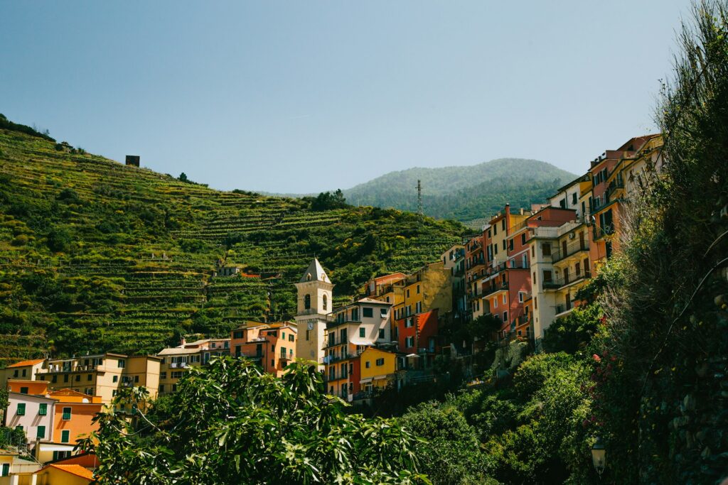 hillside in italy, colorful houses