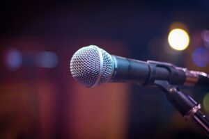 Microphone in front of blurry background