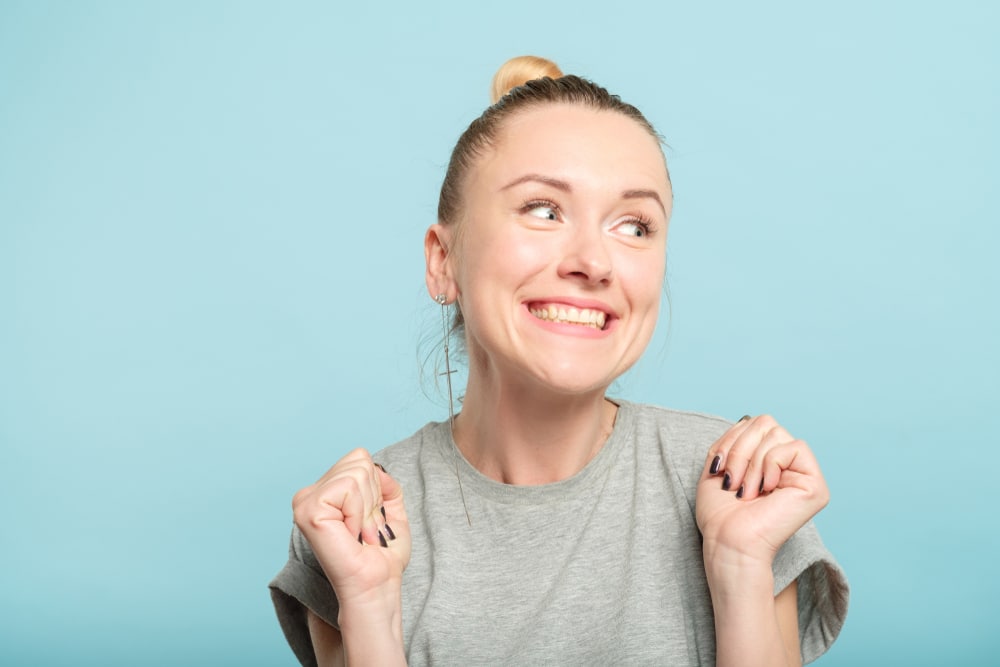 girl with an excited expression