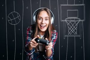 overjoyed-delighted-woman-playing-video-games