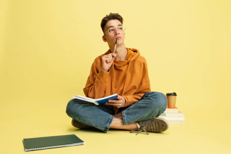 young man learning a language