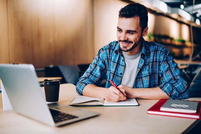 man studying a difficult language