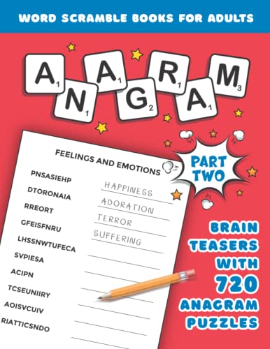 Word Scramble Books for Adults: Brain Teasers with 720 Anagram Puzzles (Word Unscrambler)