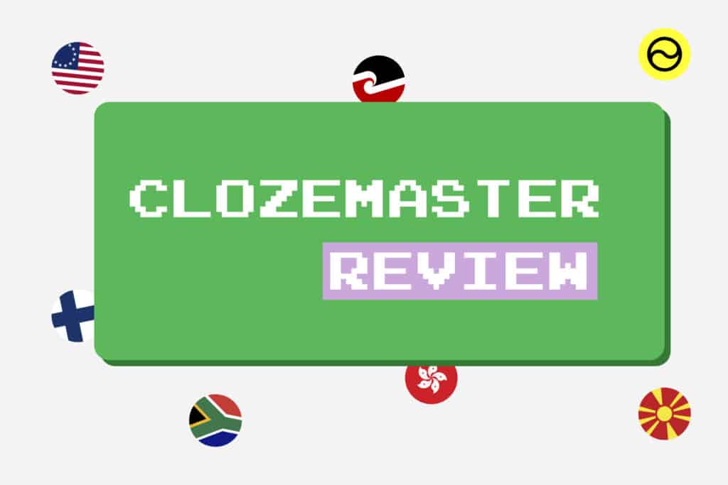 country flags with the words clozemaster review against a green background