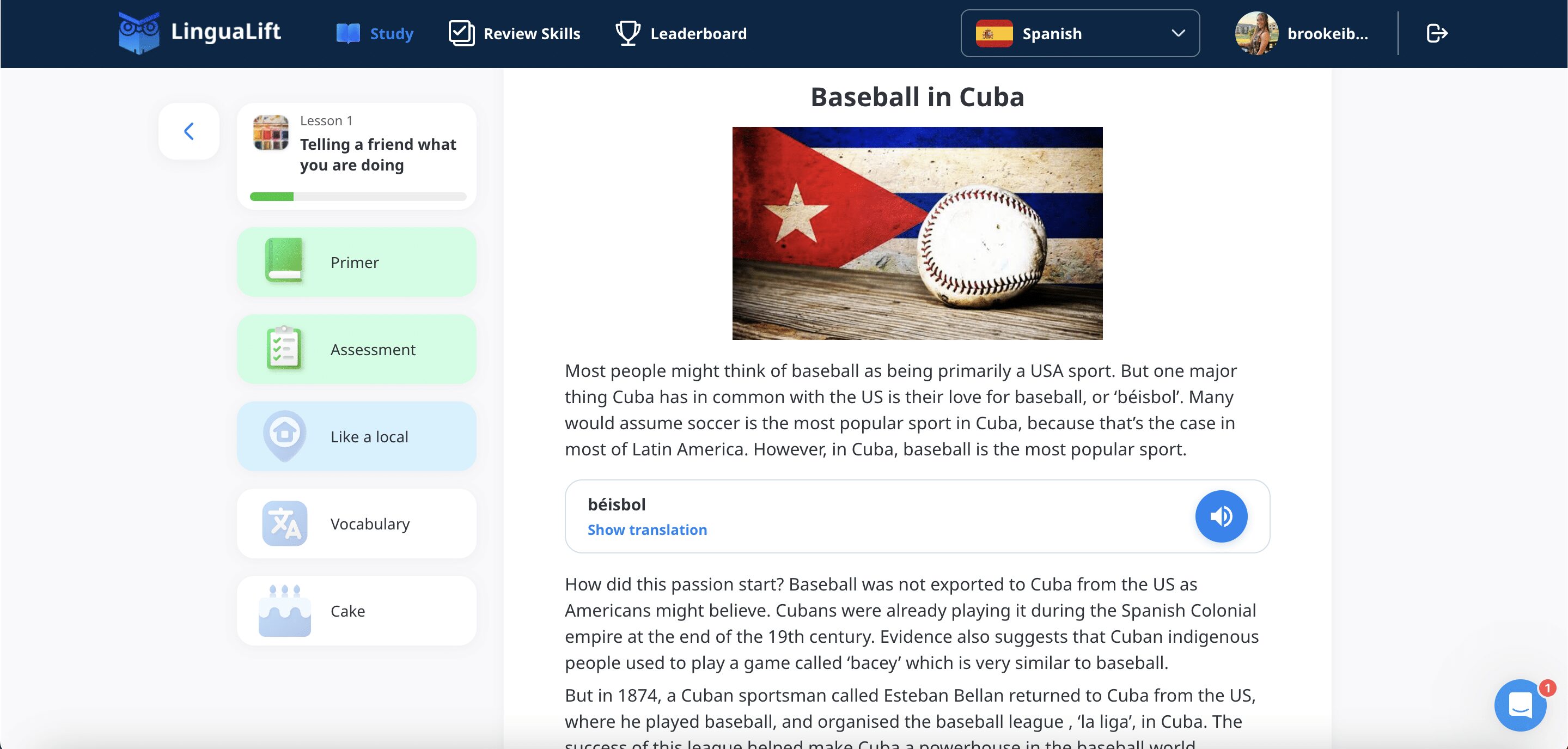 lingualift spanish level four lesson one like a local lesson about baseball in cuba