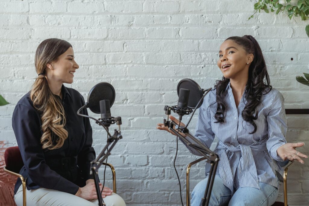 Photo by George Milton: https://www.pexels.com/photo/positive-black-woman-talking-to-radio-host-6954162/