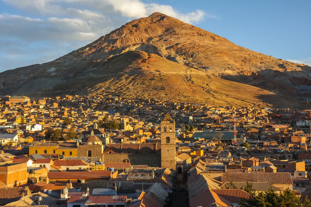 Wide view of Cerro Rico in Potosi, Bolivia