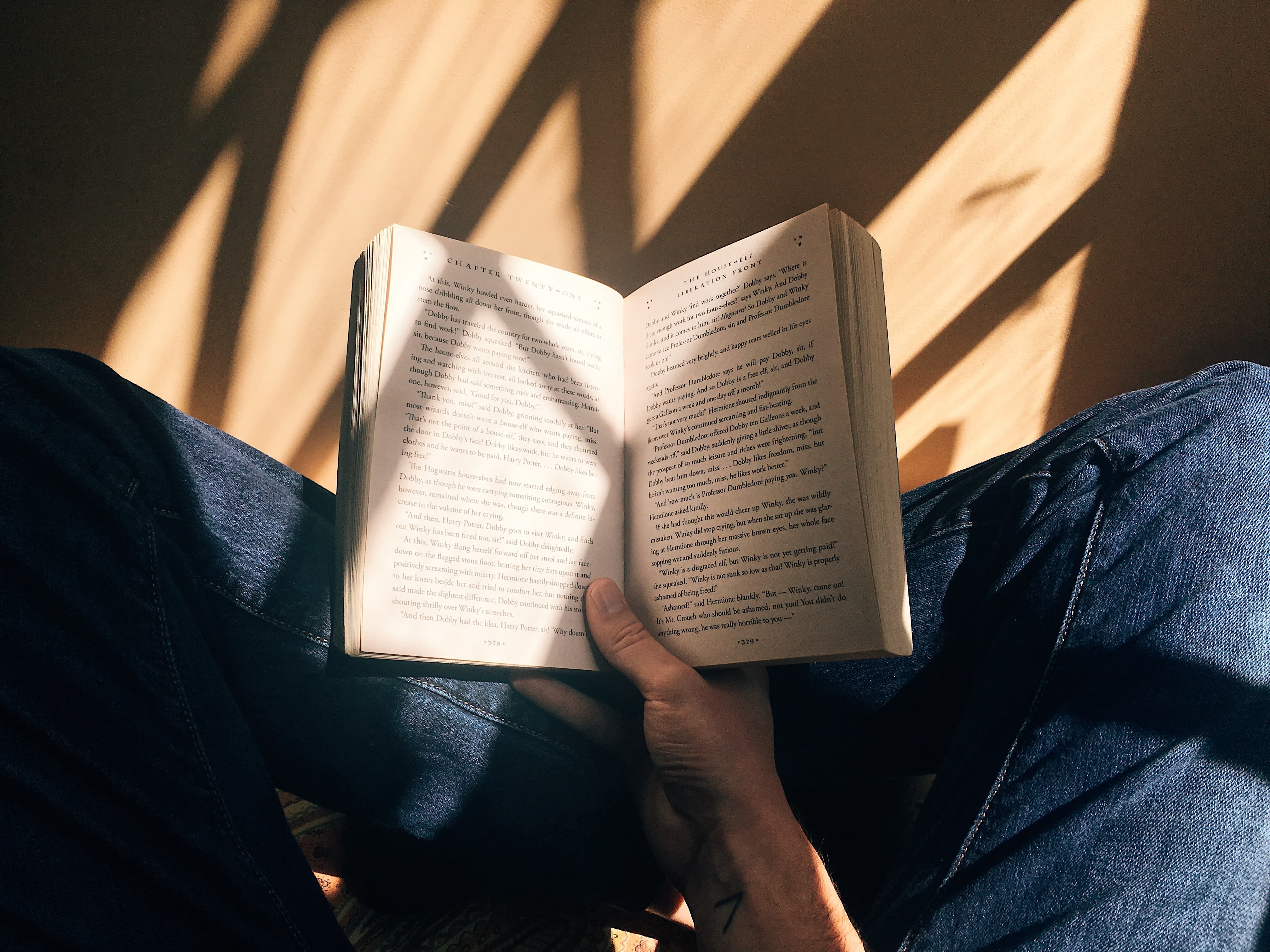 A woman reading a book