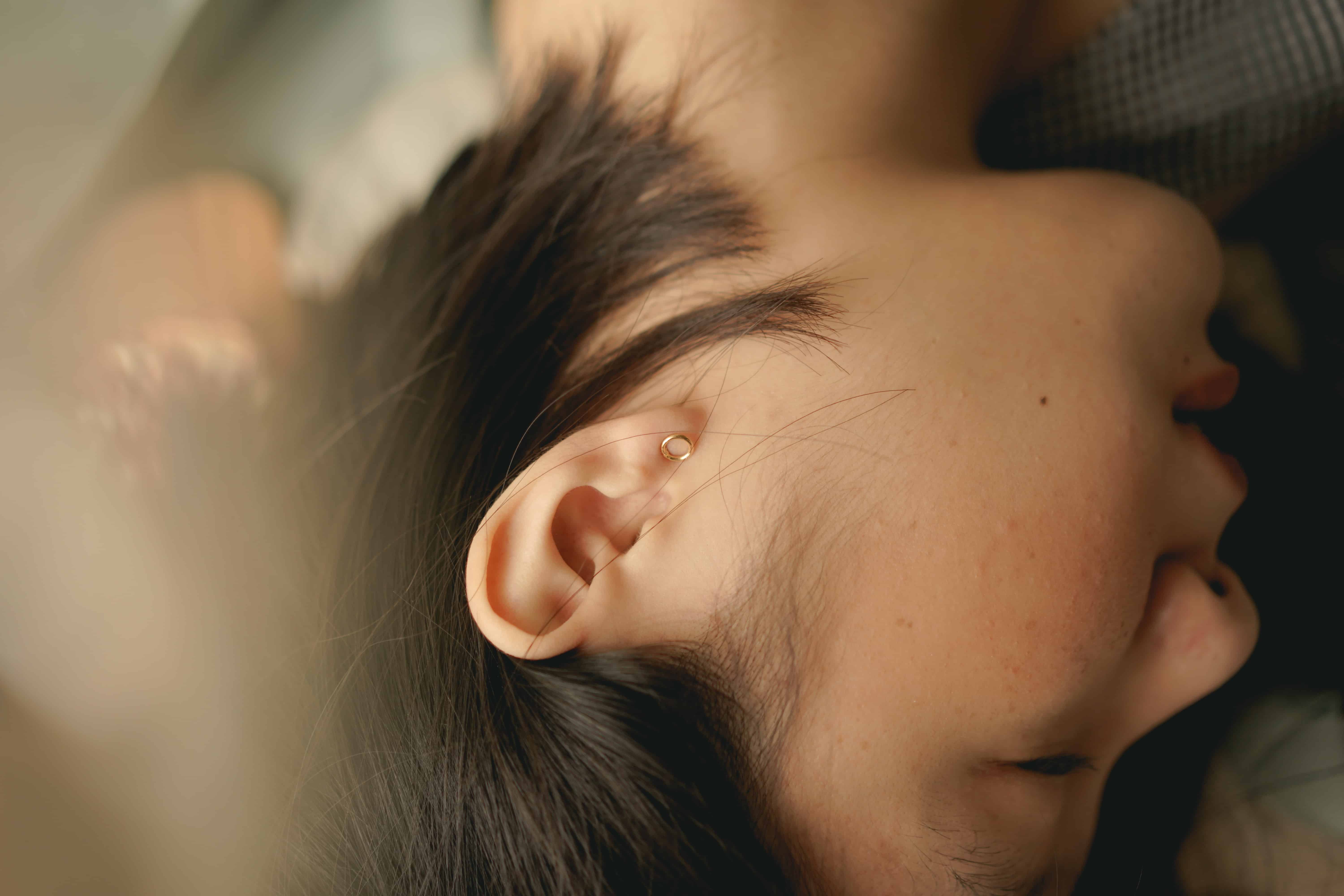 A sleeping woman's ear