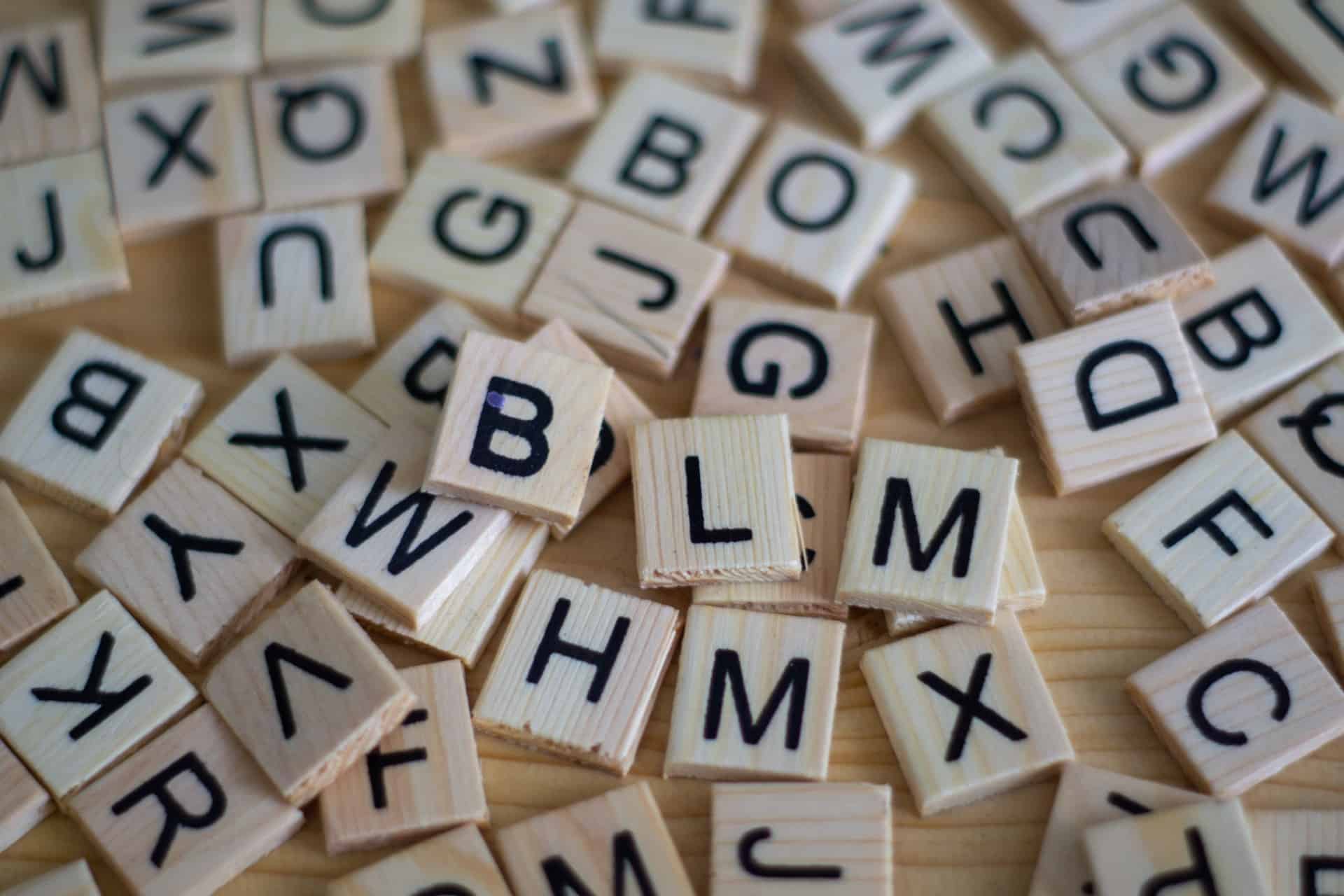 jumble of scrabble letters