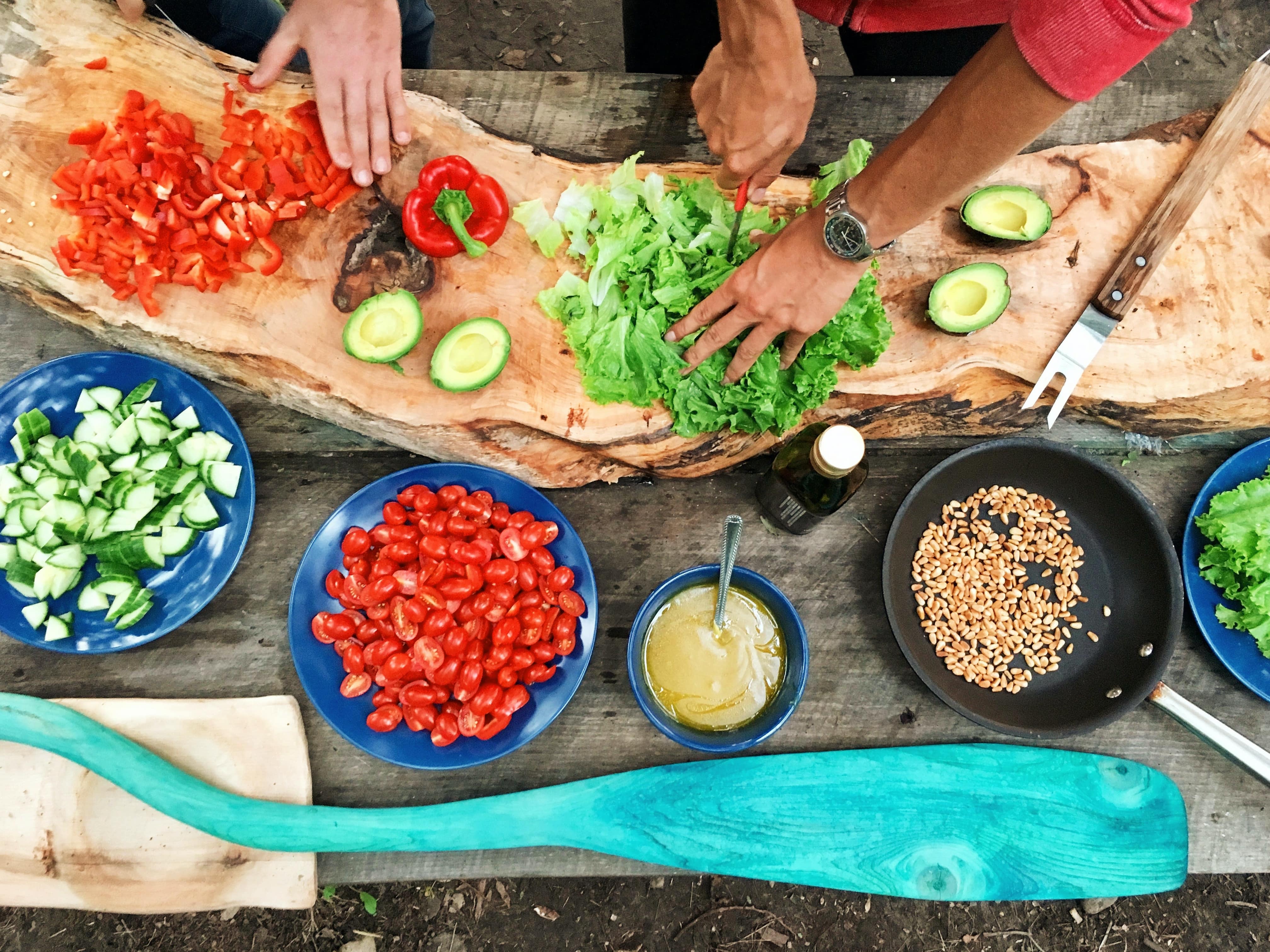 Ingredients set out for a cooking class