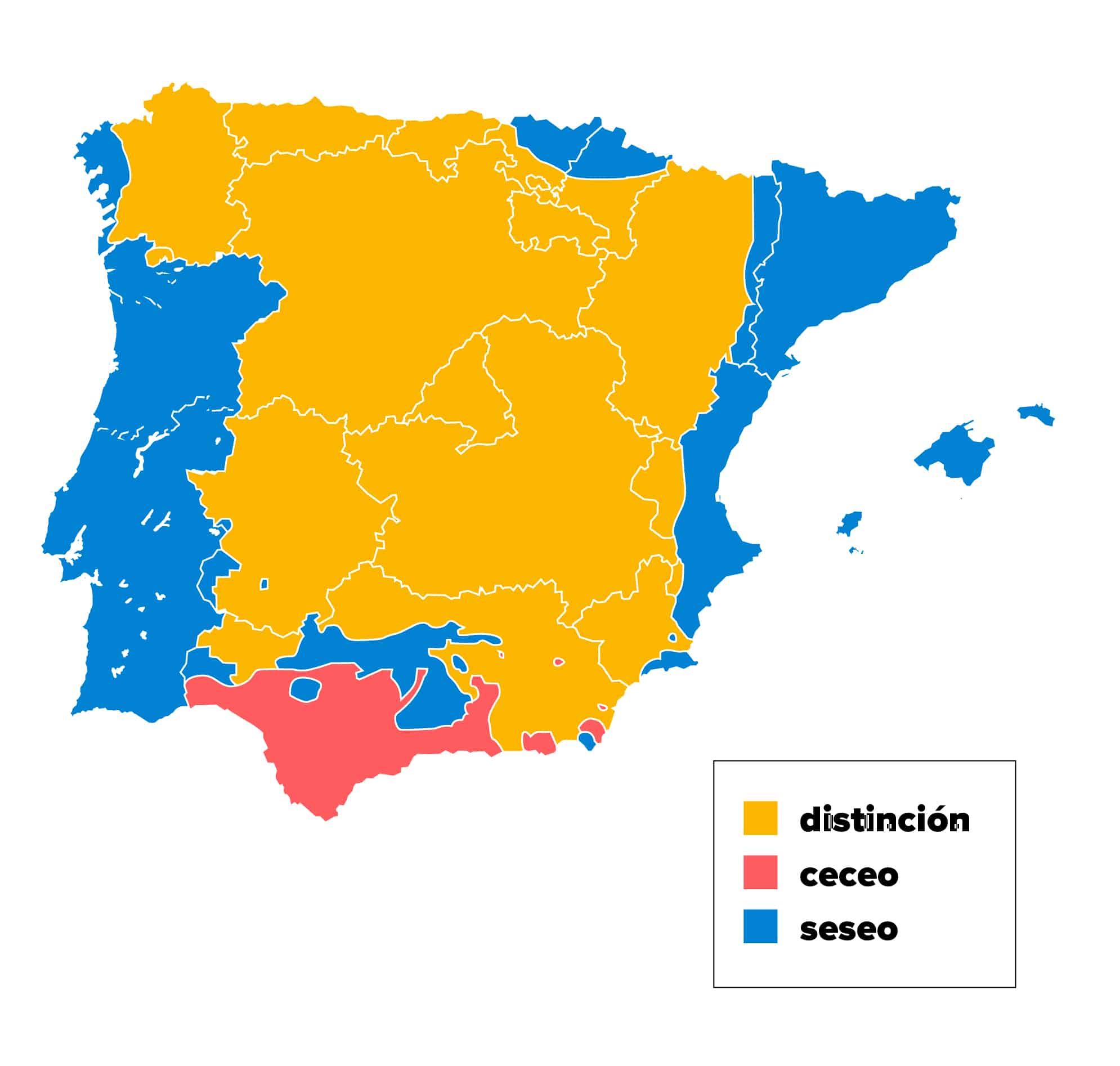 map of distincion, ceceo and seseo