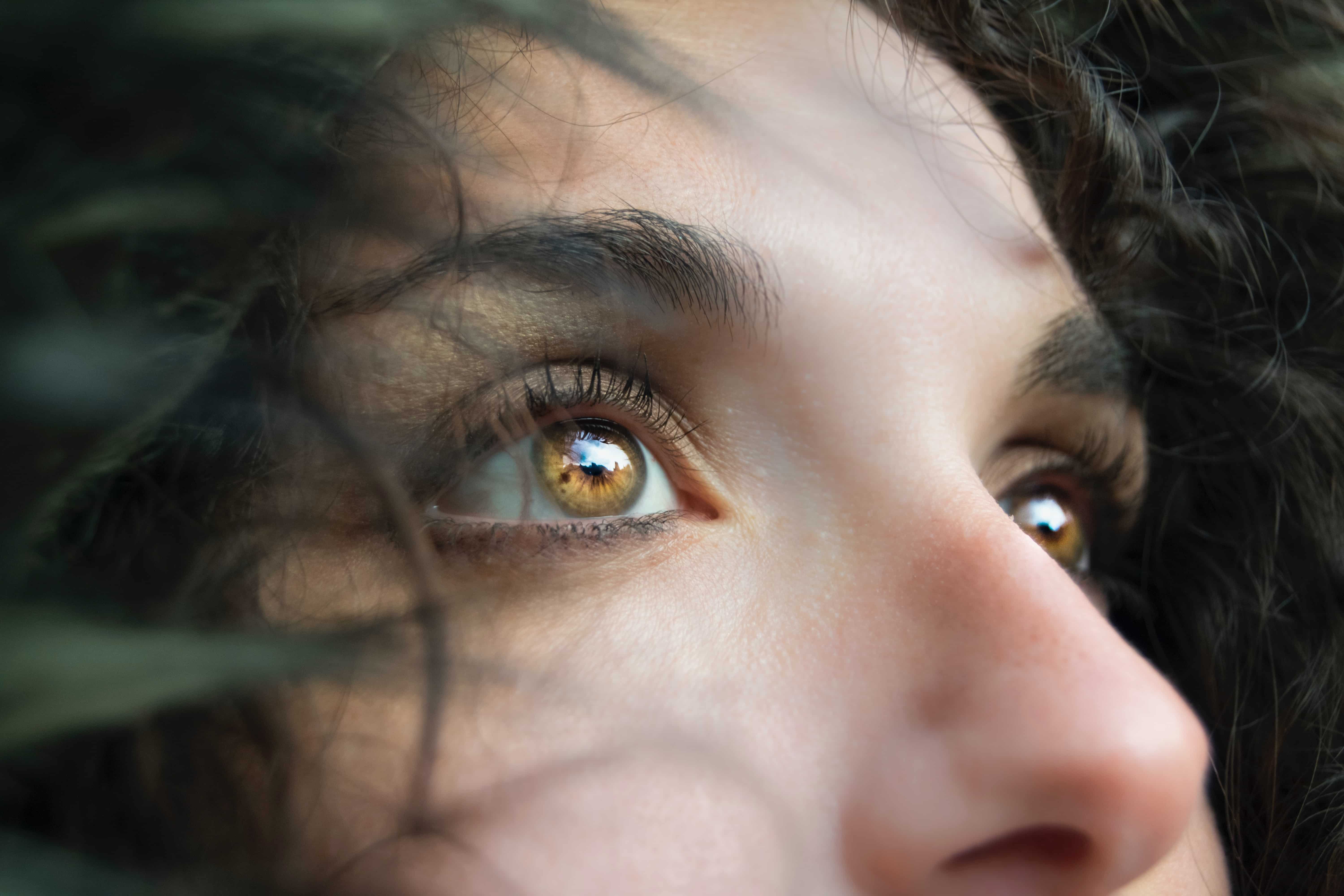 A close-up of a woman's eyes