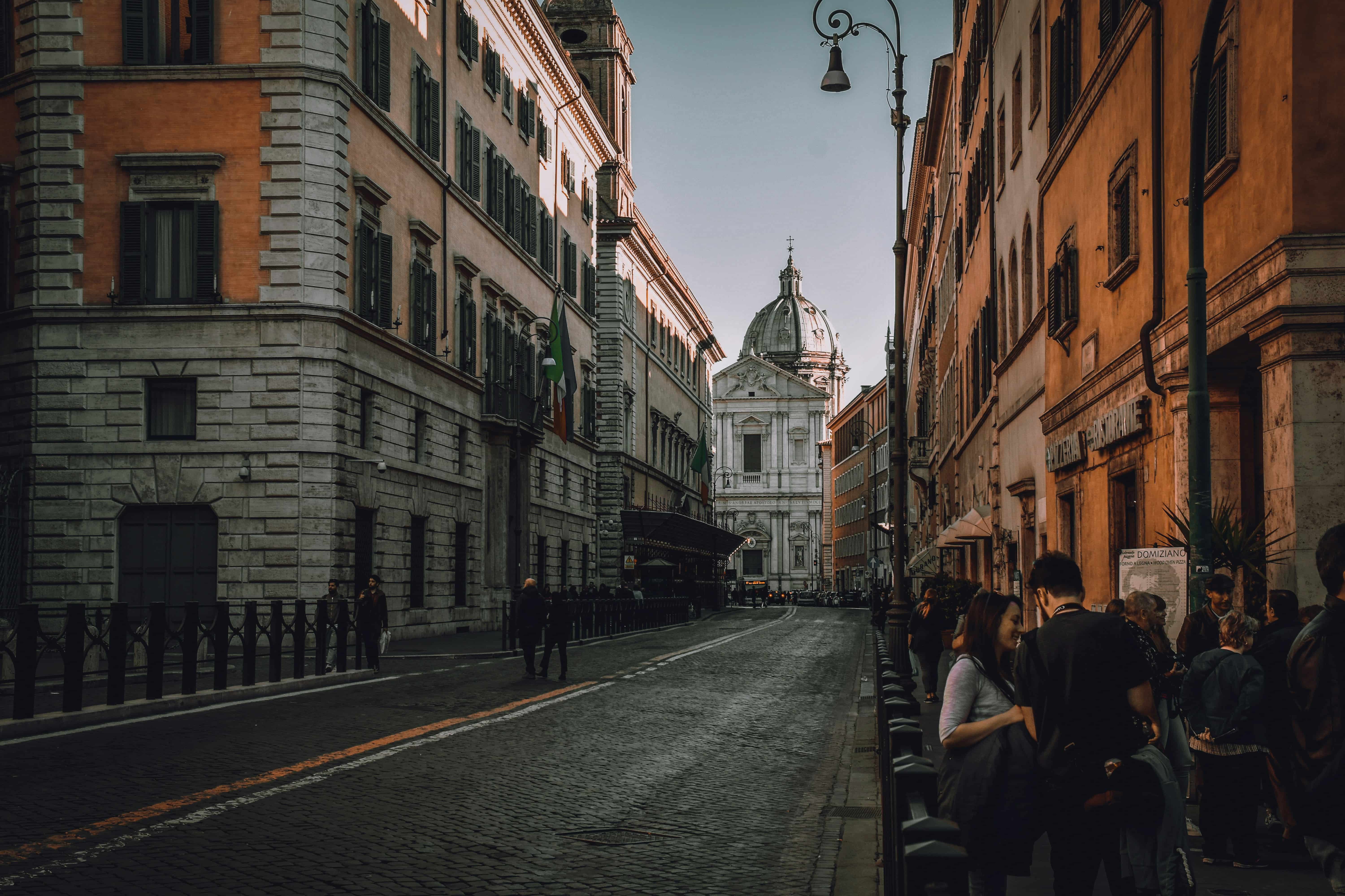 A narrow street in Rome, Italy