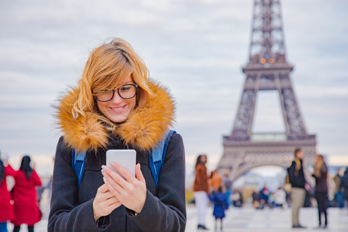 woman using her phone app