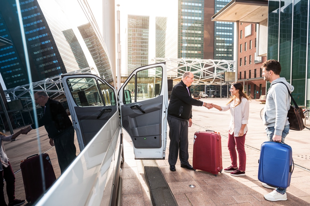 airport-shuttle-driver-and-passengers