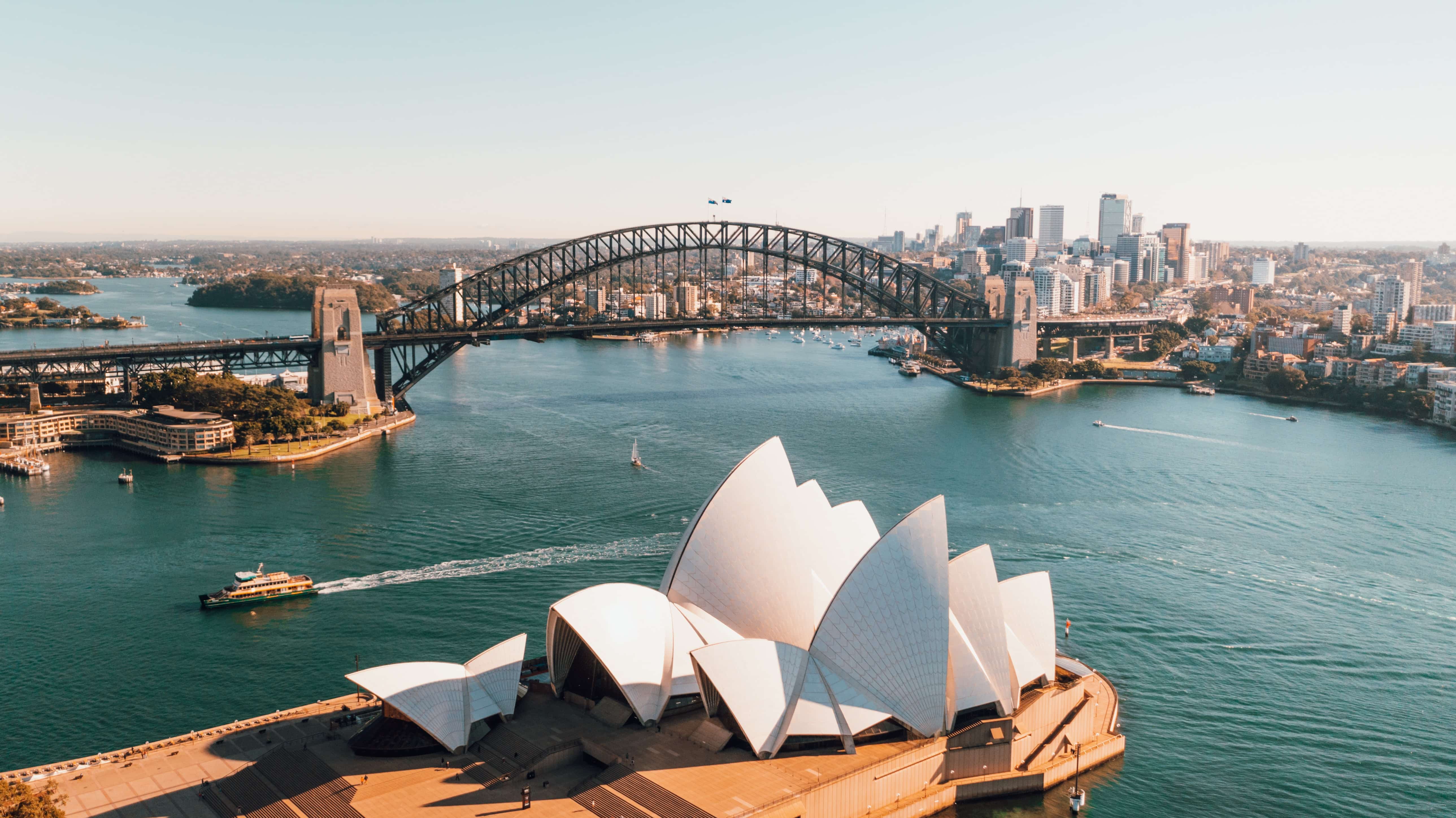 Sydney Opera House along Sydney Harbor in Australia 