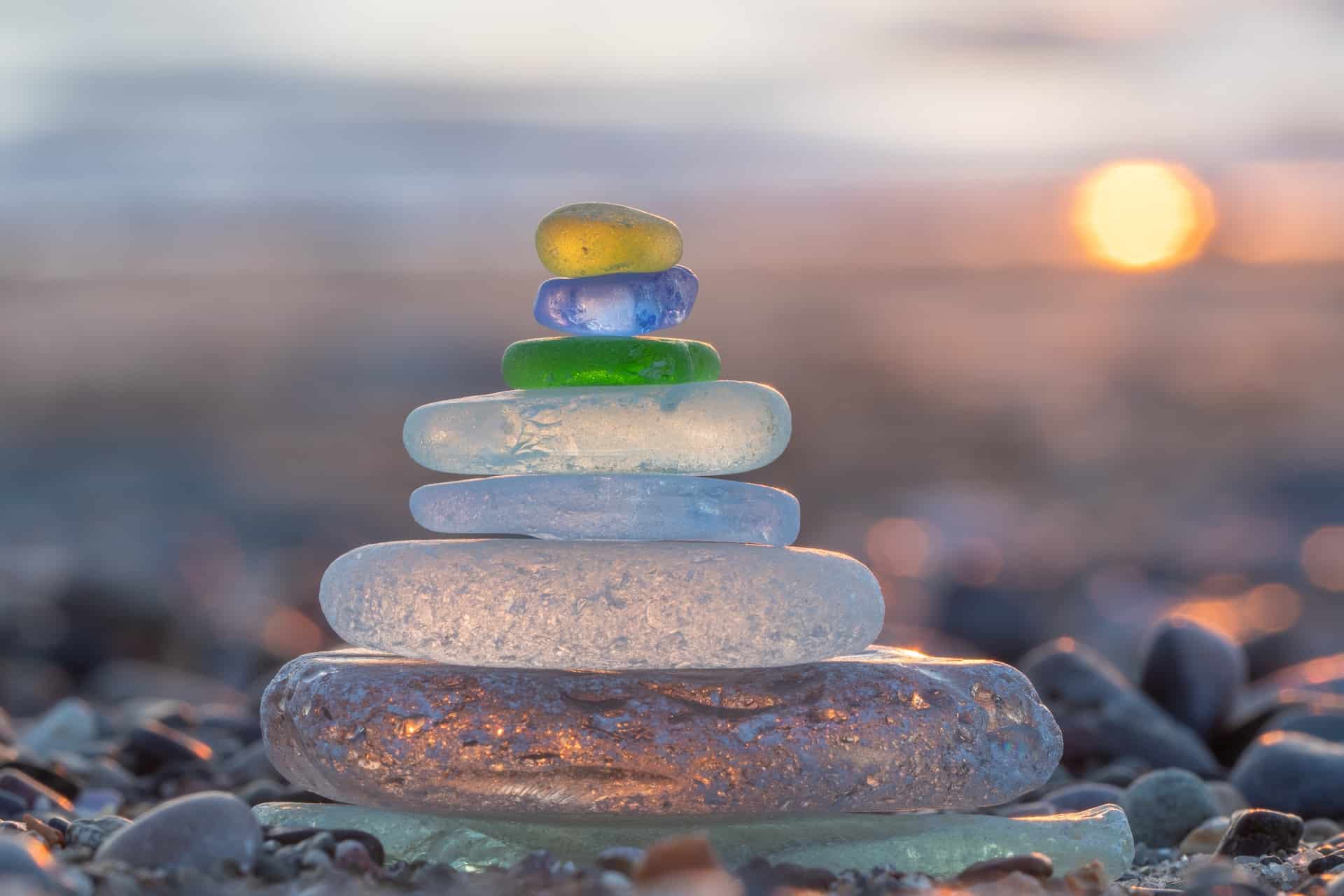 stack of sea glass