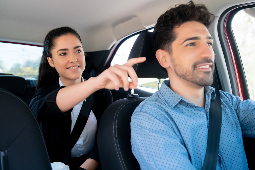 woman giving directions for driving