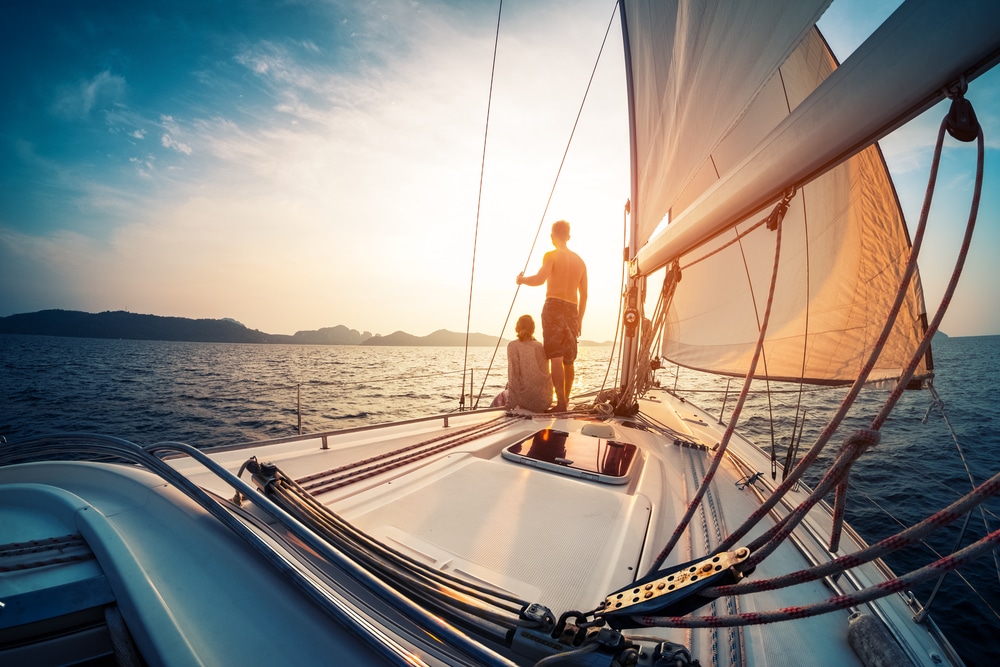 couple on a sailing boat in germany