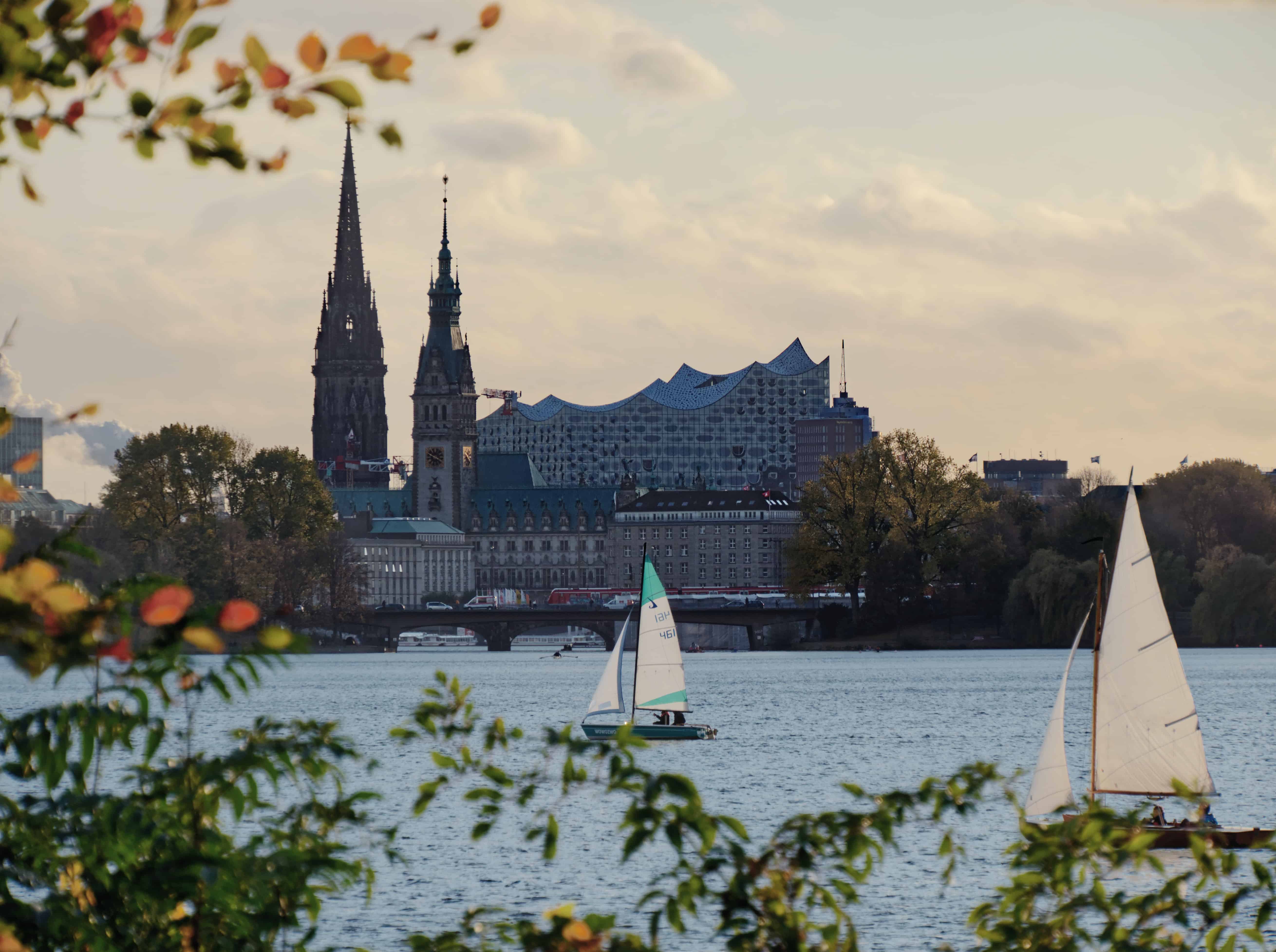 A view over a lake of Hamburg, Germany